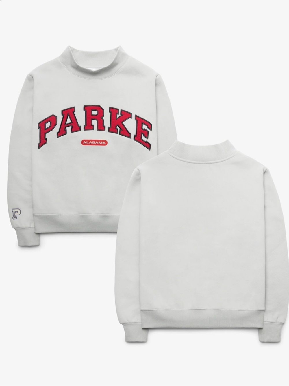 Parke White Crewneck Alabama Sweatshirt with Red PARKE Graphic NWT